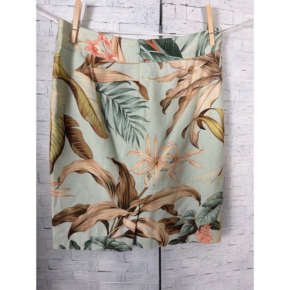 Tommy Bahama Womens Silk Tropical Floral Pencil Skirt Green Tan RN 86549 - Picture 2 of 11